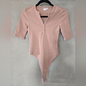 🔥HOST PICK🔥 Womance | Beige Ribbed Bodysuit, Size XS